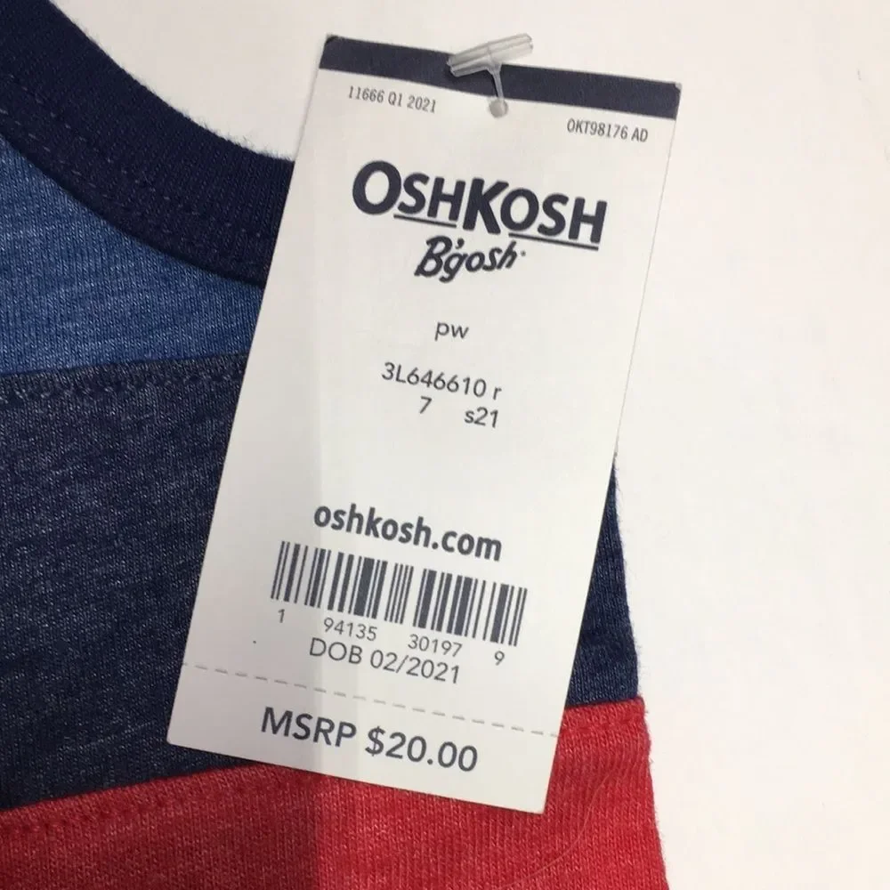 OshKosh B'gosh Kids Patriotic Tank Top - Red, Blue, White 4th of July size 7 NEW